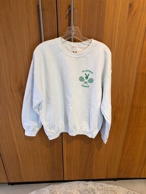 PLAYBOY Light Blue Crewneck with Green Tennis Logo